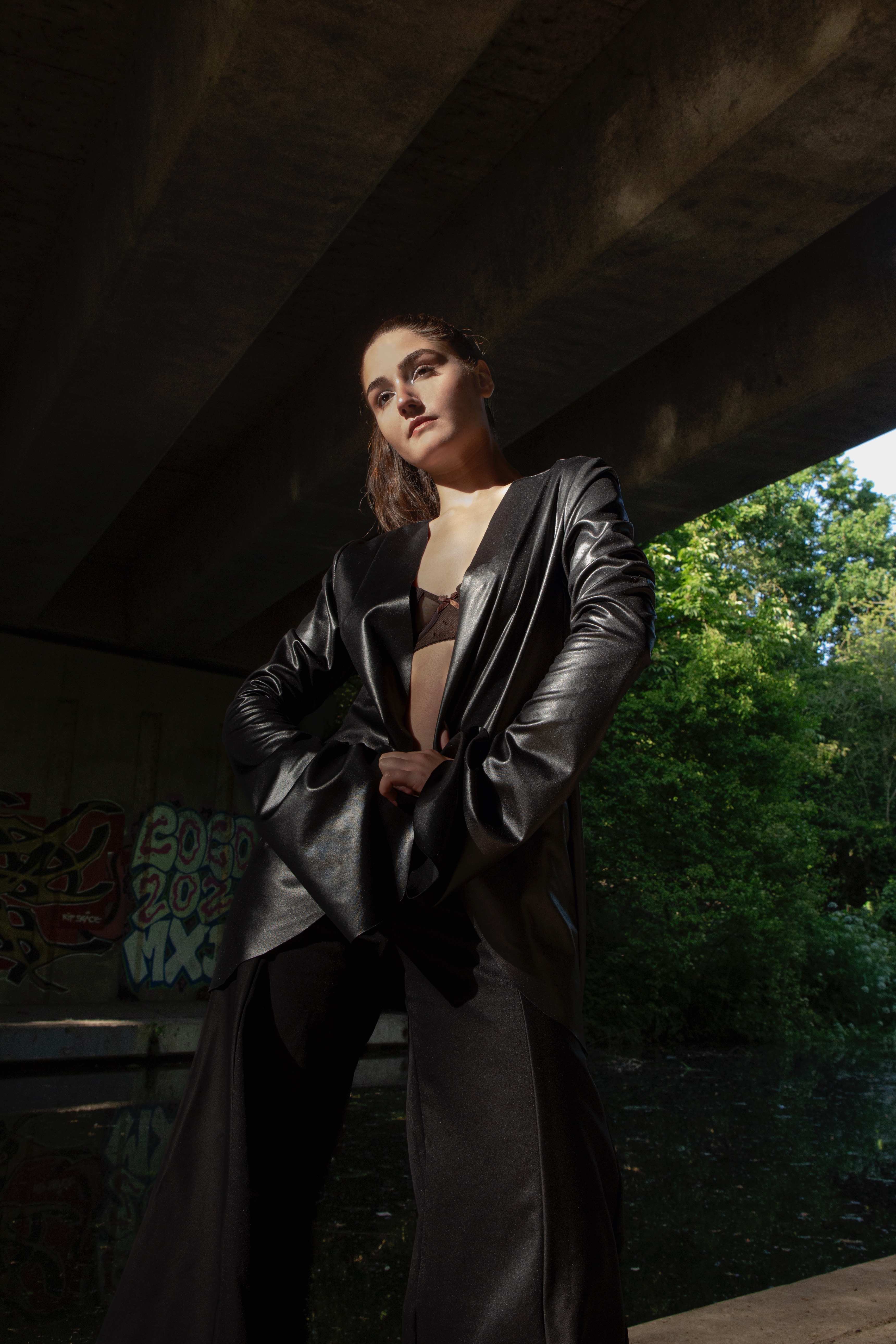Look 2 - Leather Flare Sleeve Blazer Look